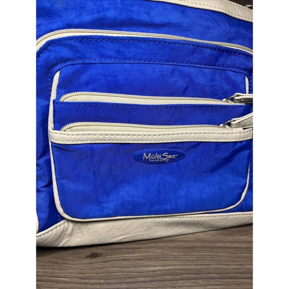 NWOT MultiSac Omega Shopper Tote Bag Purse Blue Double Handle IPAD Friendly - Picture 3 of 9